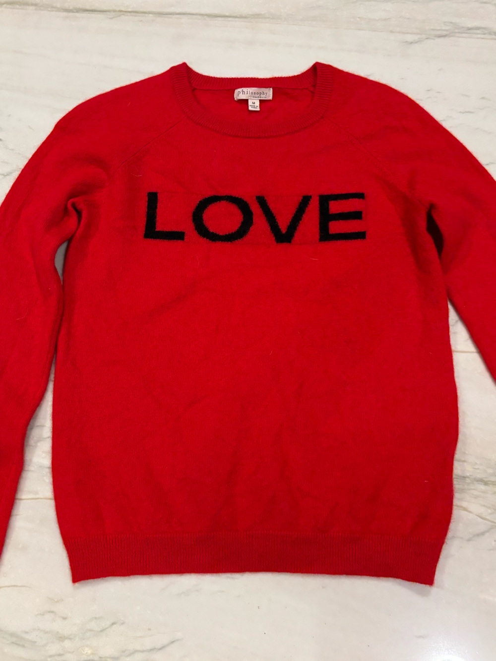 philosophy red 100% cashmere ‘LOVE' Crewneck Sweater - women’s size M